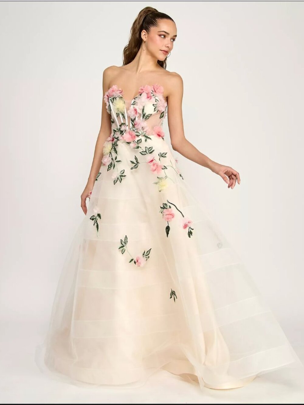 Strapless Illusion Ball Gown